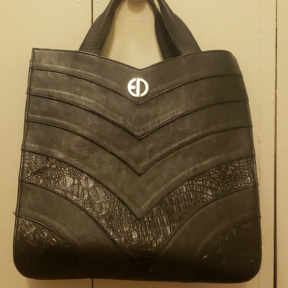 Black vegan Erin Dana leather tote bag